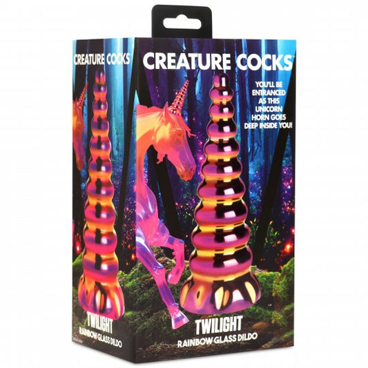 Twilight rainbow glass dildo