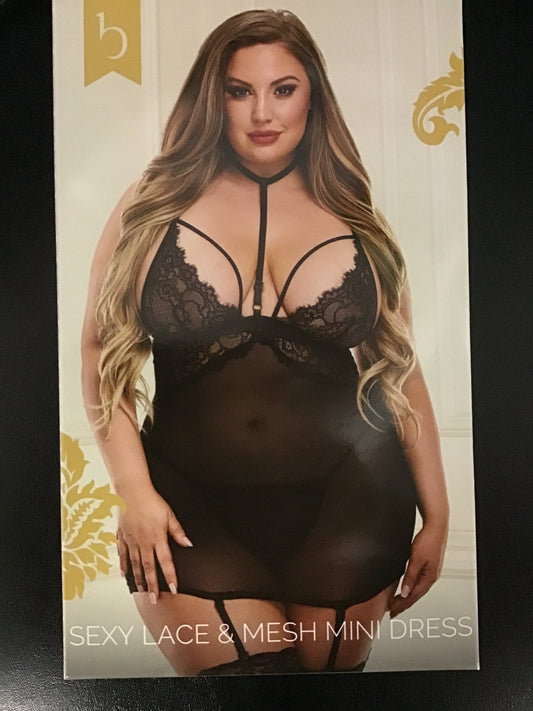 Sexy Lace &Mesh Mini Dress